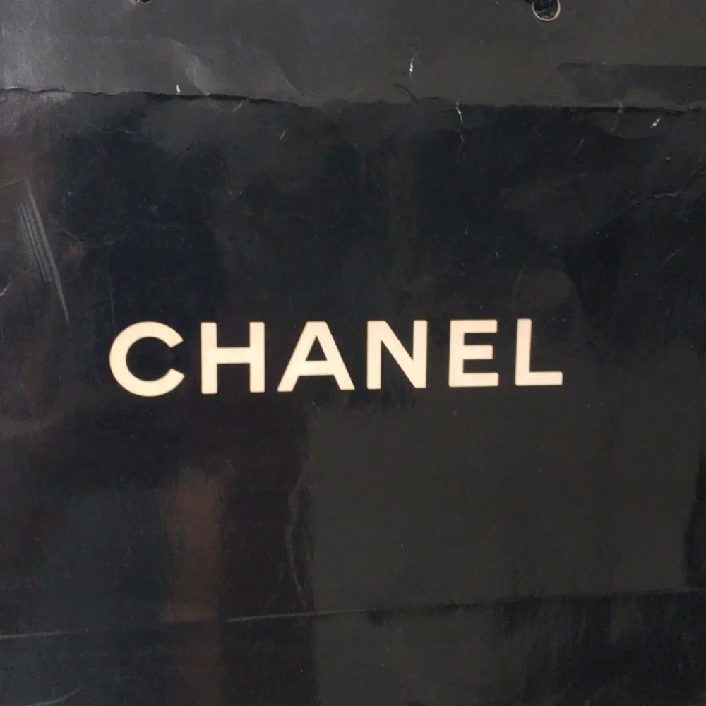 CHANEL Shopping Bag Black & Tan Luxury Gift Bag Authentic  Size 12.5x9.75x3.5-in